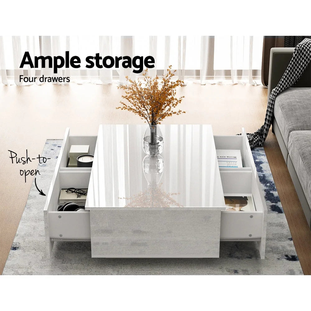 Coffee table storage drawers table