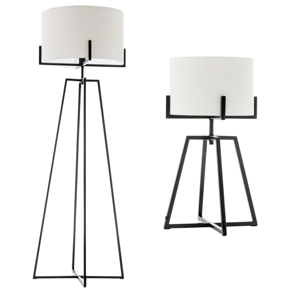 Black desk with dimmable floor lamp table