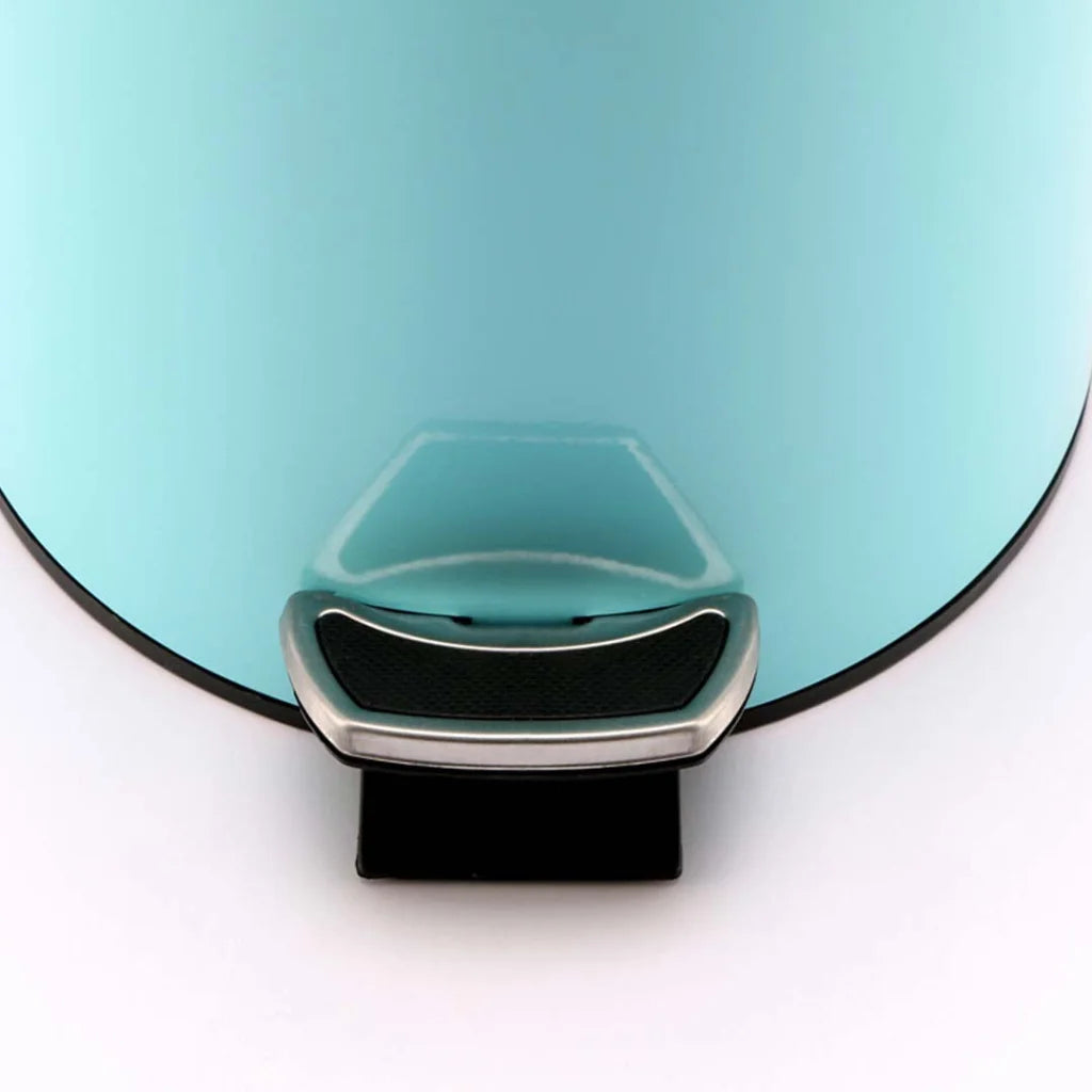 Modern Foot Pedal Trash Bin 7L Waste Kitchen Bathroom Stainless Steel Round - Blue - Premium
