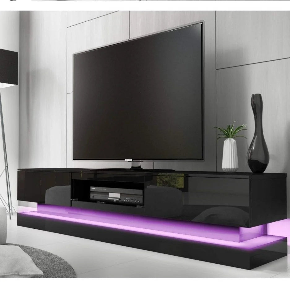 Modern High Gloss LED RGB TV Entertainment Unit - 220cm
