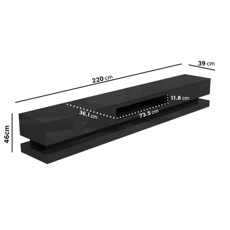 Modern High Gloss LED RGB TV Entertainment Unit - 220cm