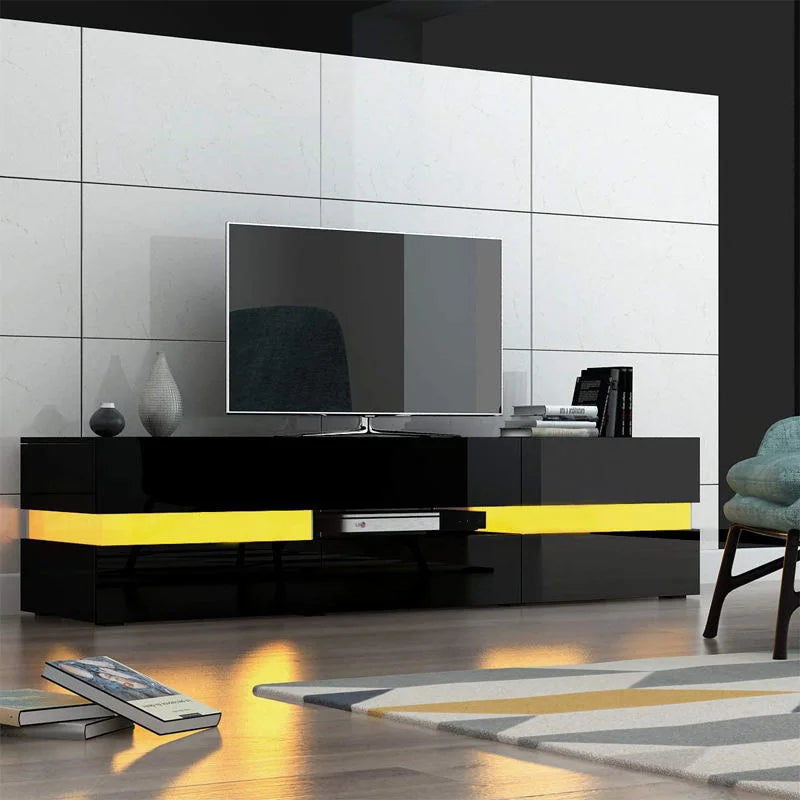 Modern High Gloss TV Entertainment Unit - 177cm LED Storage