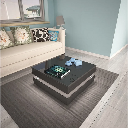 Modern Large High Gloss Coffee Table - With LED Lights