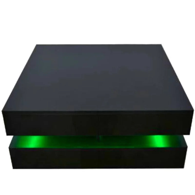 Modern Large High Gloss Coffee Table - With LED Lights