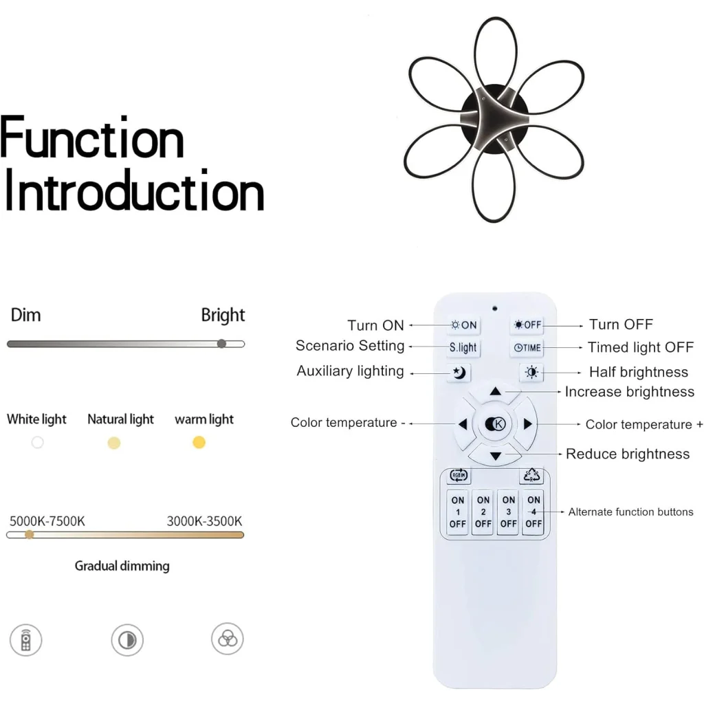 Modern LED Chandelier Flush Mount Lamp - Remote Control