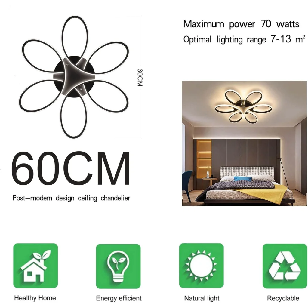 Modern LED Chandelier Flush Mount Lamp - Remote Control