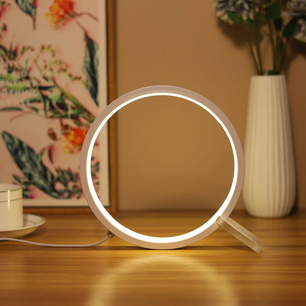 Modern LED Ring Desk Lamp - USB Powered 3 Color Modes
