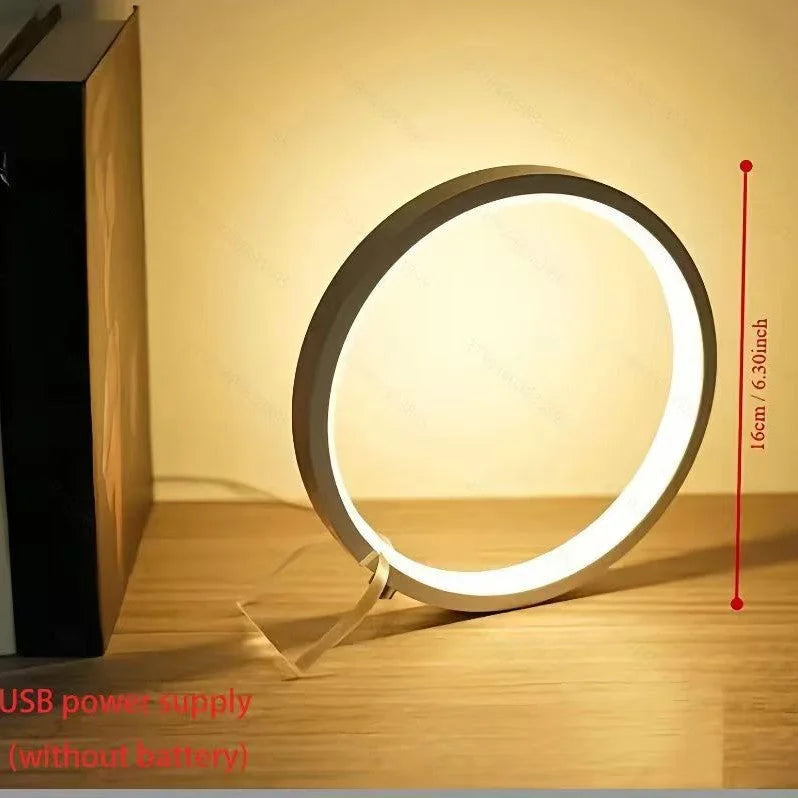 Modern LED Ring Desk Lamp - USB Powered 3 Color Modes