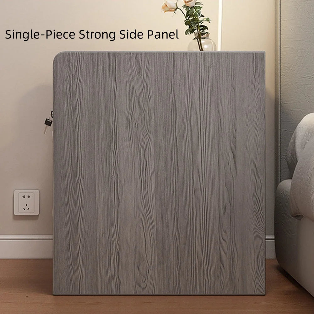 Modern Nightstand Light Gray Wood Grain Safety Tray Storage