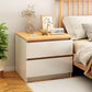 Modern Nightstand Oak Wood Grain Top White Cabinet Double