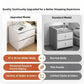 Modern Nightstand Warm White Double Drawer Finger Pull