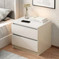 Modern Nightstand Warm White Double Drawer Finger Pull