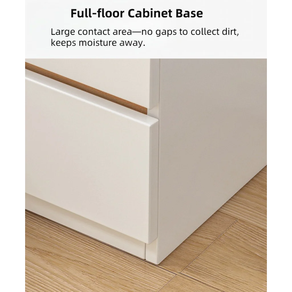 Modern Nightstand Warm White Open Storage Finger Pull