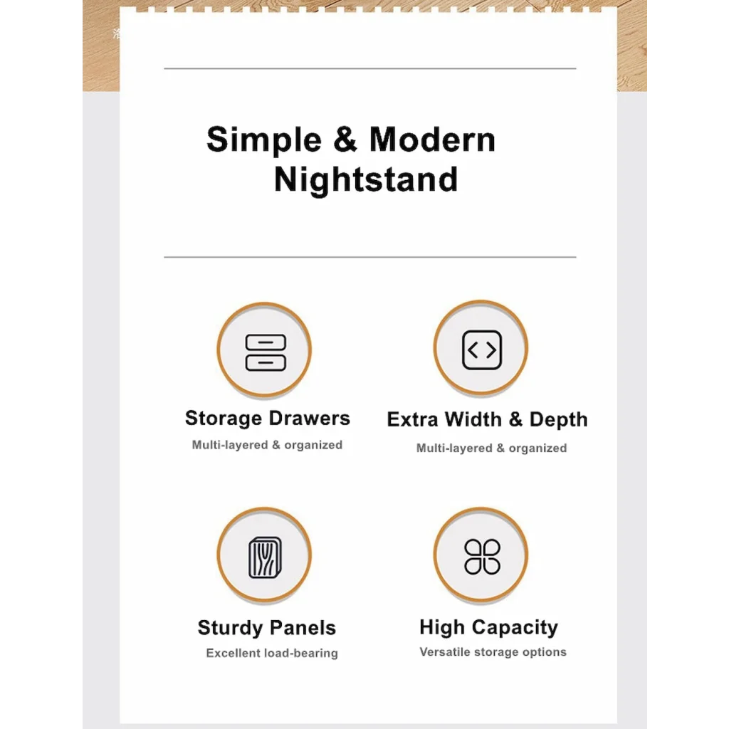 Modern Nightstand Warm White Triple Drawer Finger Pull