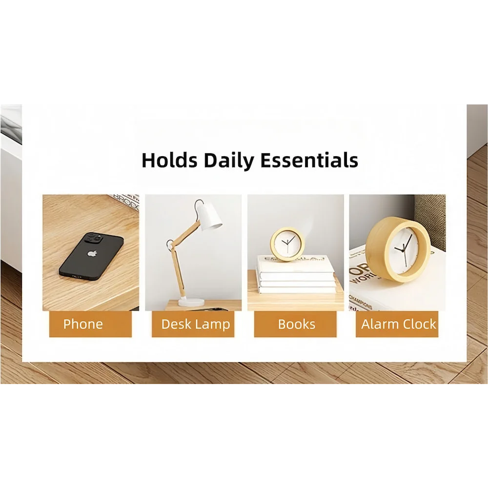 Modern Nightstand Warm White Triple Drawer Finger Pull