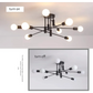 Modern Semi Flush Chandelier 8 Light Black 370