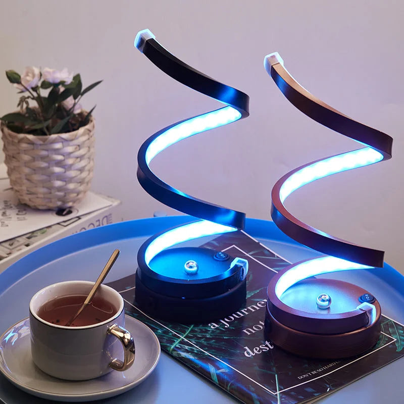 Modern Spiral LED Table Lamp - Dimmable 3 Light