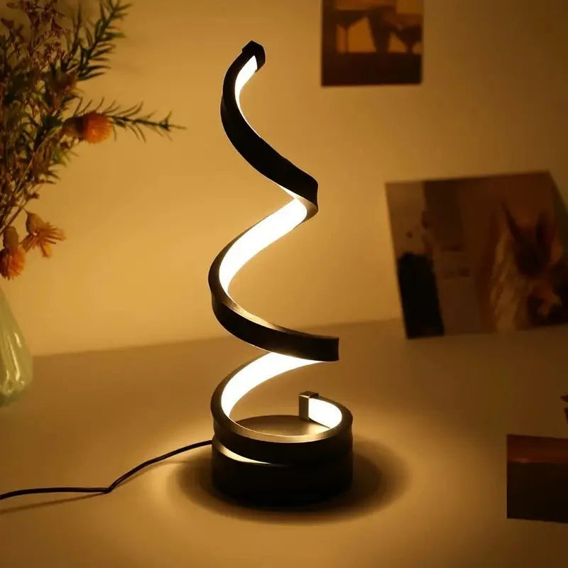Modern Spiral LED Table Lamp - Dimmable 3 Light