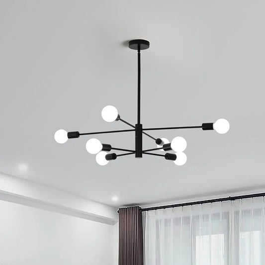 Modern Sputnik Chandelier - 8 Light Black - Home & Garden