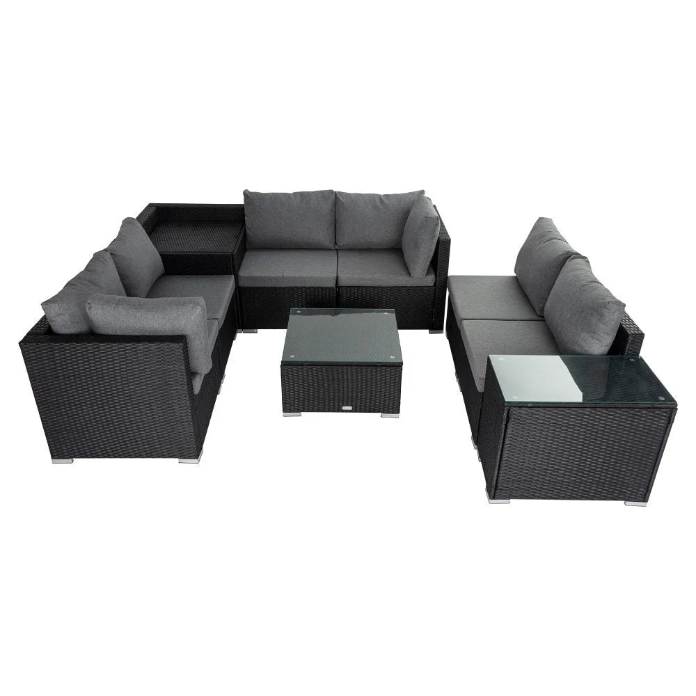 Modular Outdoor Lounge Set-9pcs Sofa Armchairs and Coffee