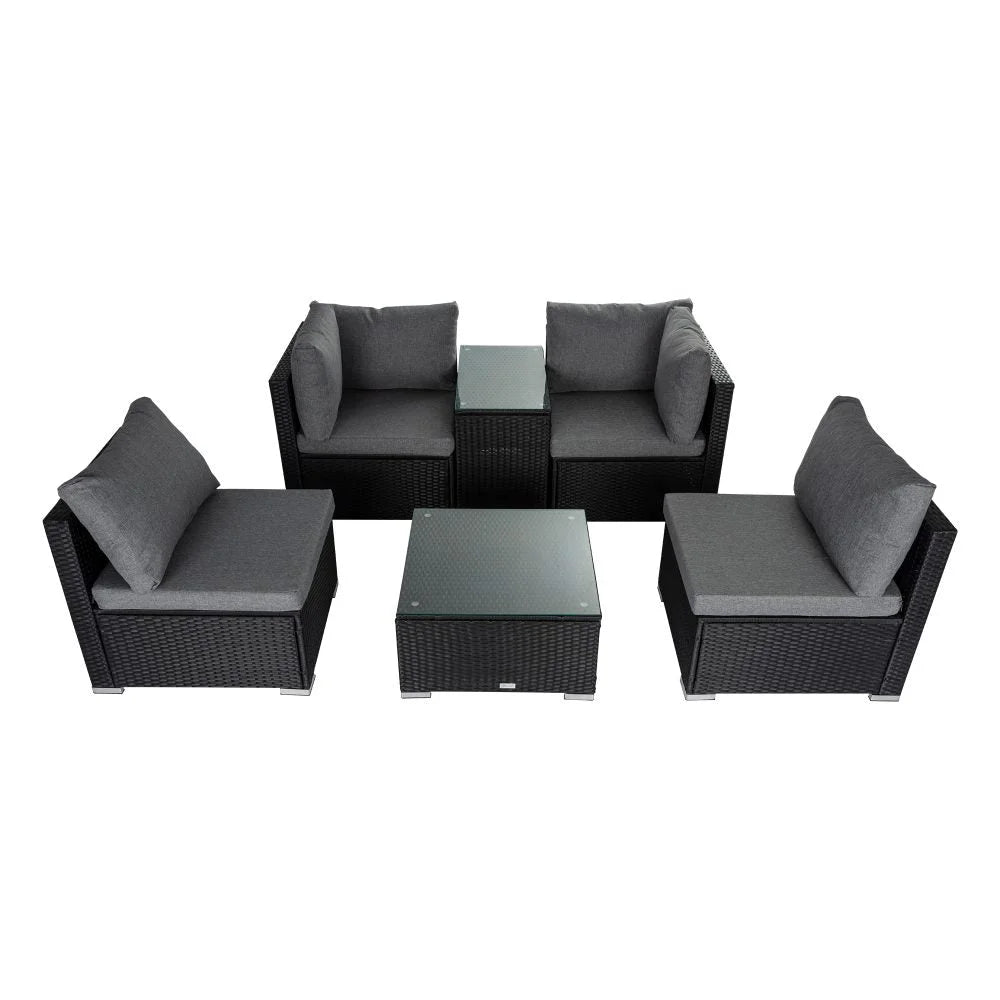 Modular Outdoor Lounge Set-9pcs Sofa Armchairs and Coffee