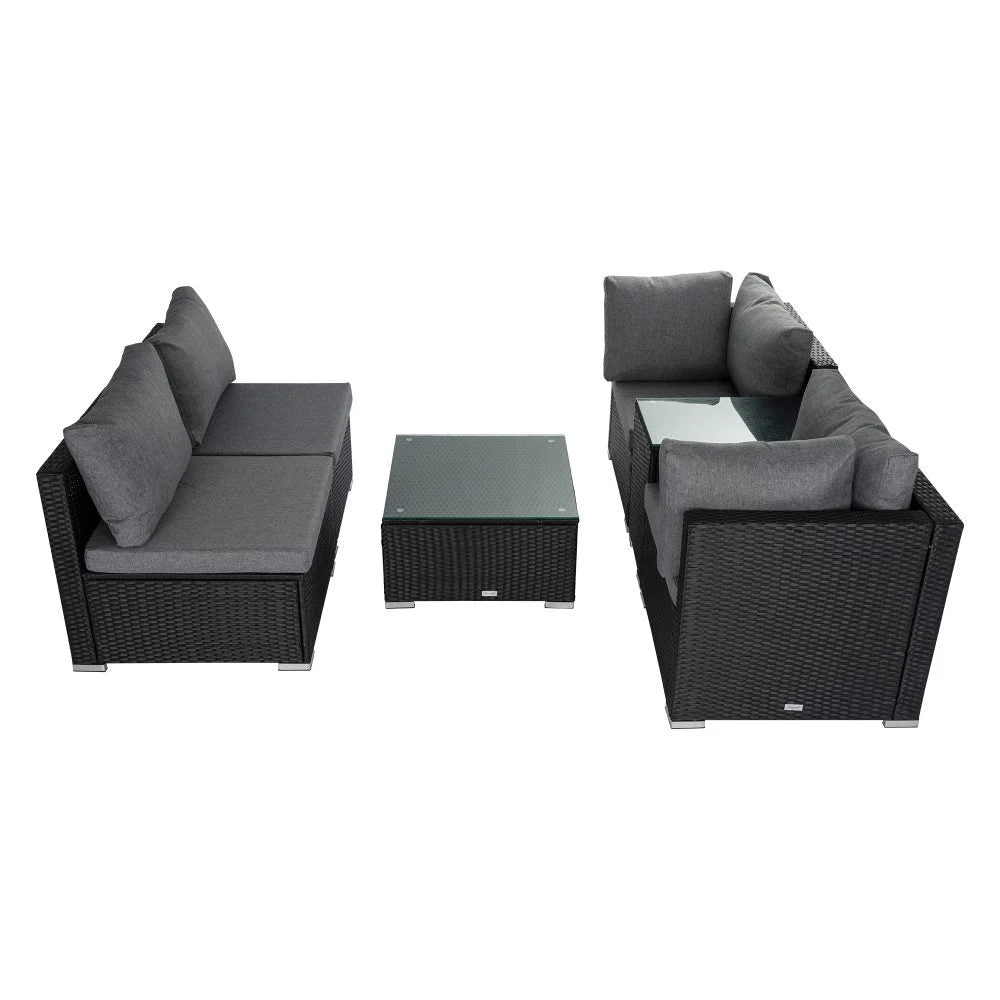 Modular Outdoor Lounge Set-9pcs Sofa Armchairs and Coffee