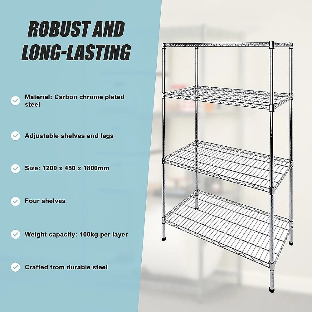 Modular Wire Storage Shelf 1200 x 450 x 1800mm Steel