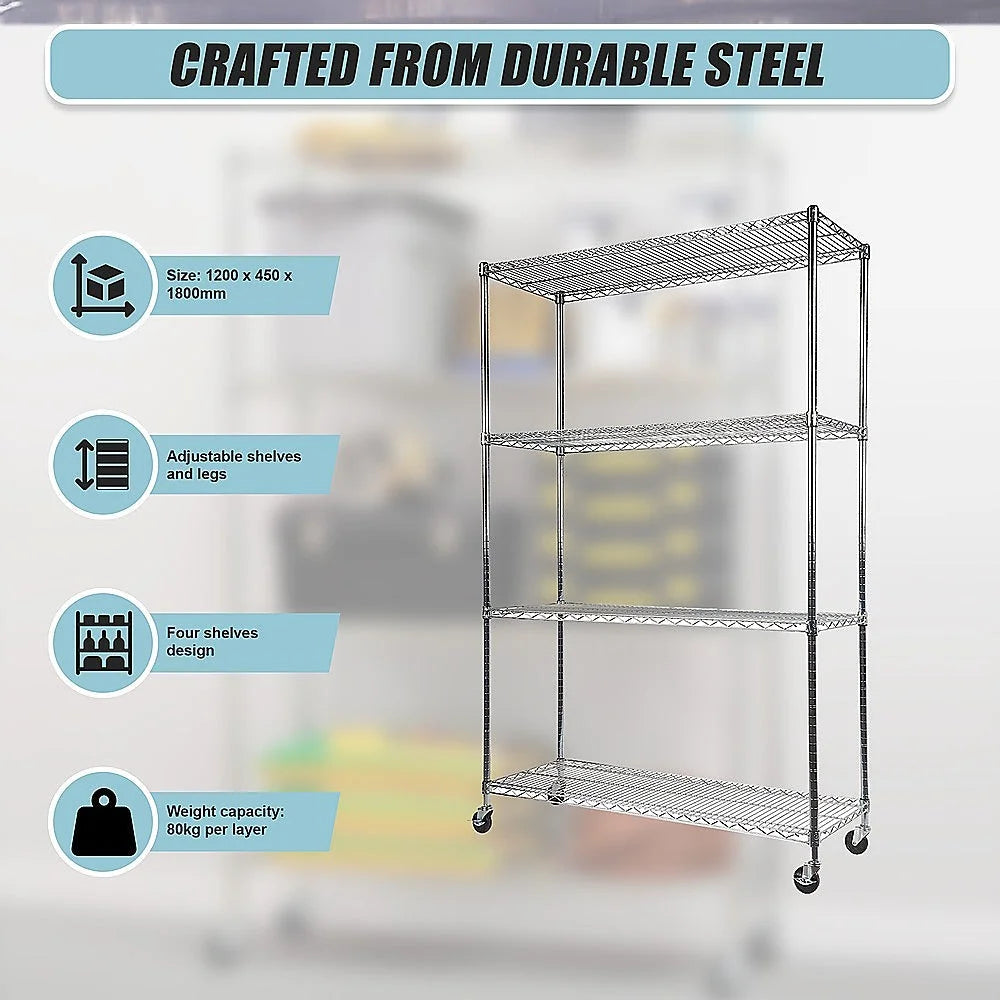 Modular Wire Storage Shelf 1200 x 450 x 1800mm Steel