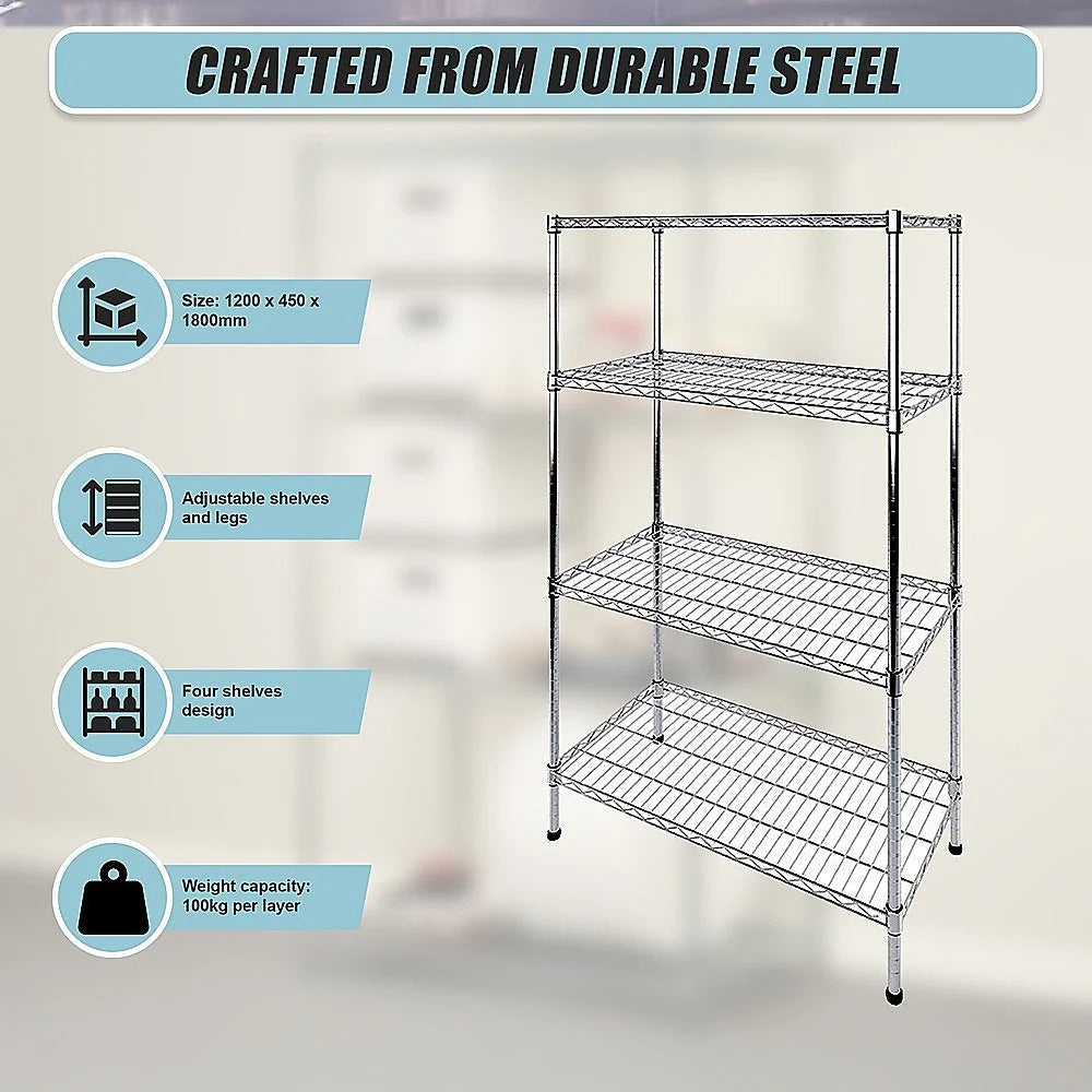 Modular Wire Storage Shelf 1200 x 450 x 1800mm Steel