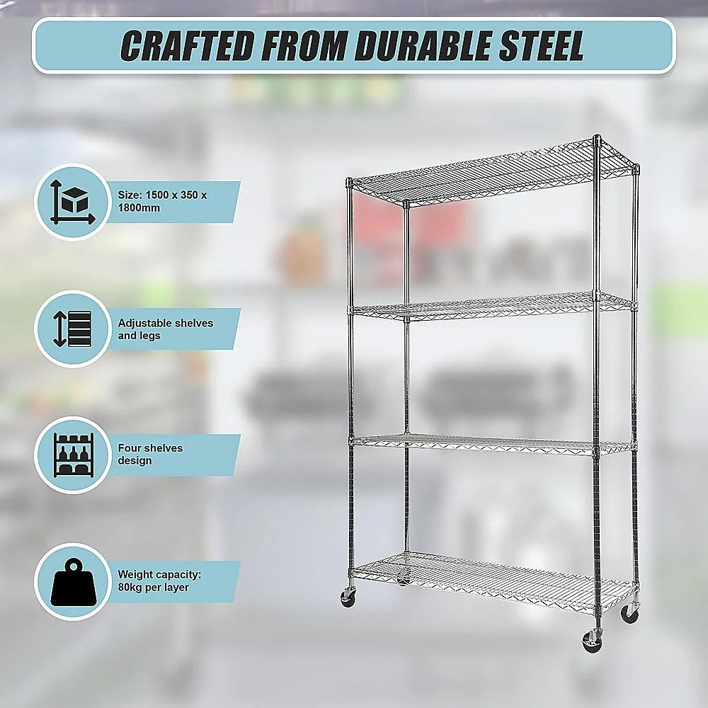 Modular Wire Storage Shelf 1500 x 350 x 1800mm Steel