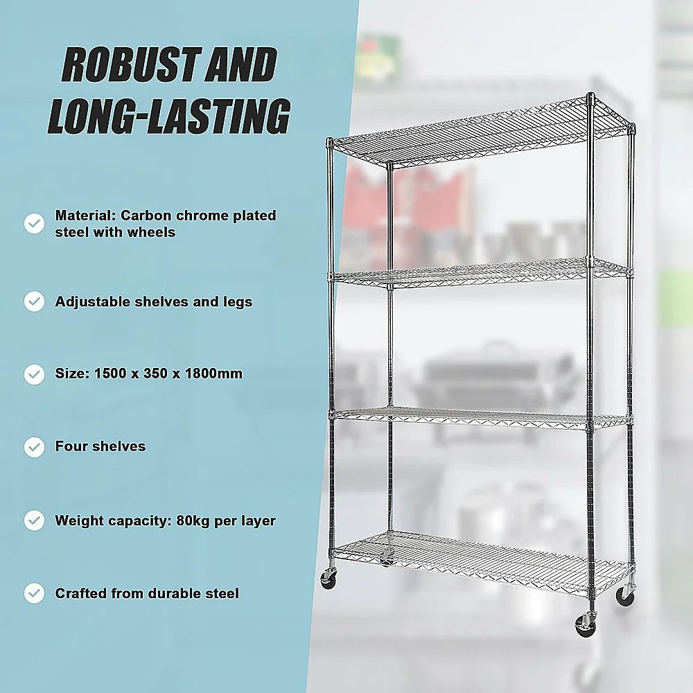 Modular Wire Storage Shelf 1500 x 350 x 1800mm Steel