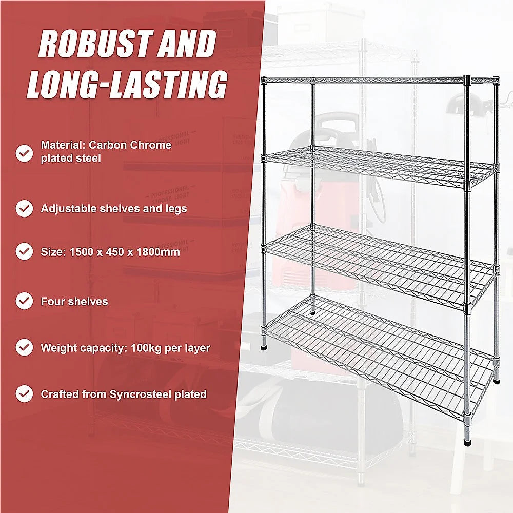 Modular Wire Storage Shelf 1500x450x1800mm Steel Shelving