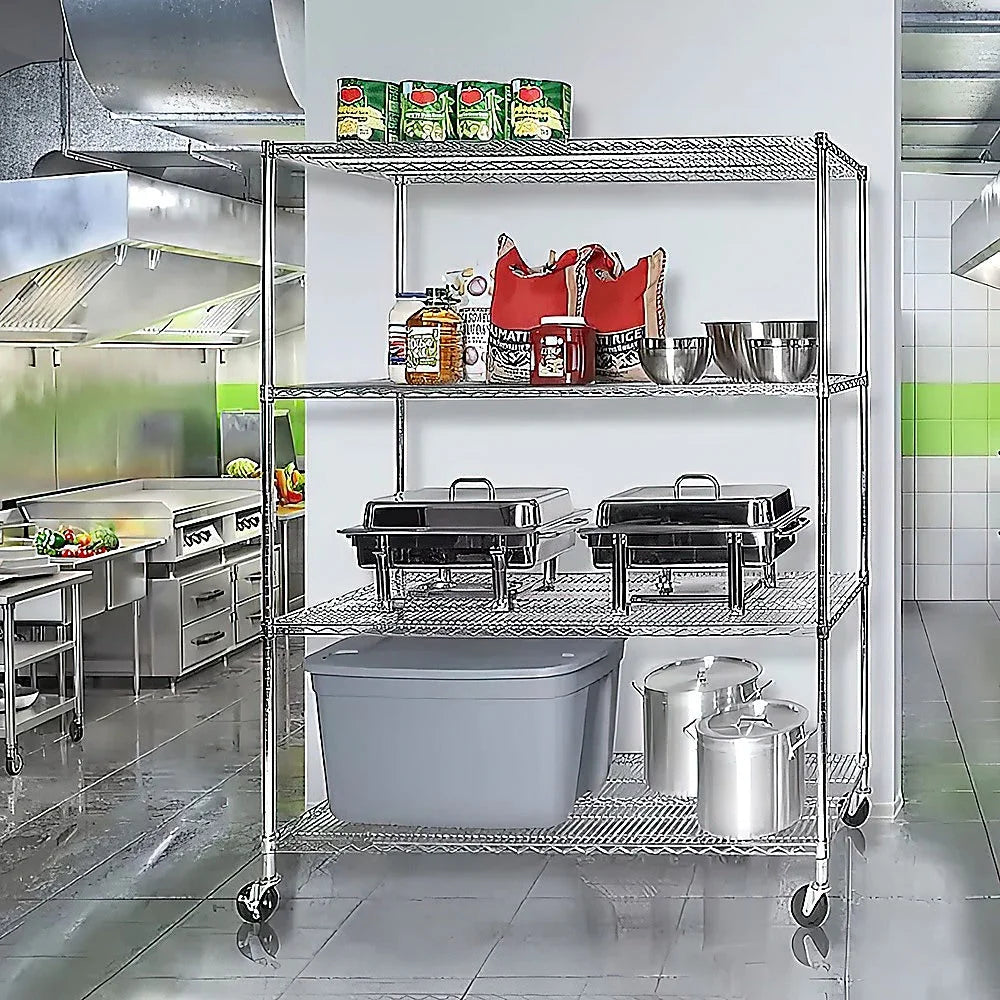 Steel 1800mm modular wire storage with caster wheels and side handle rail