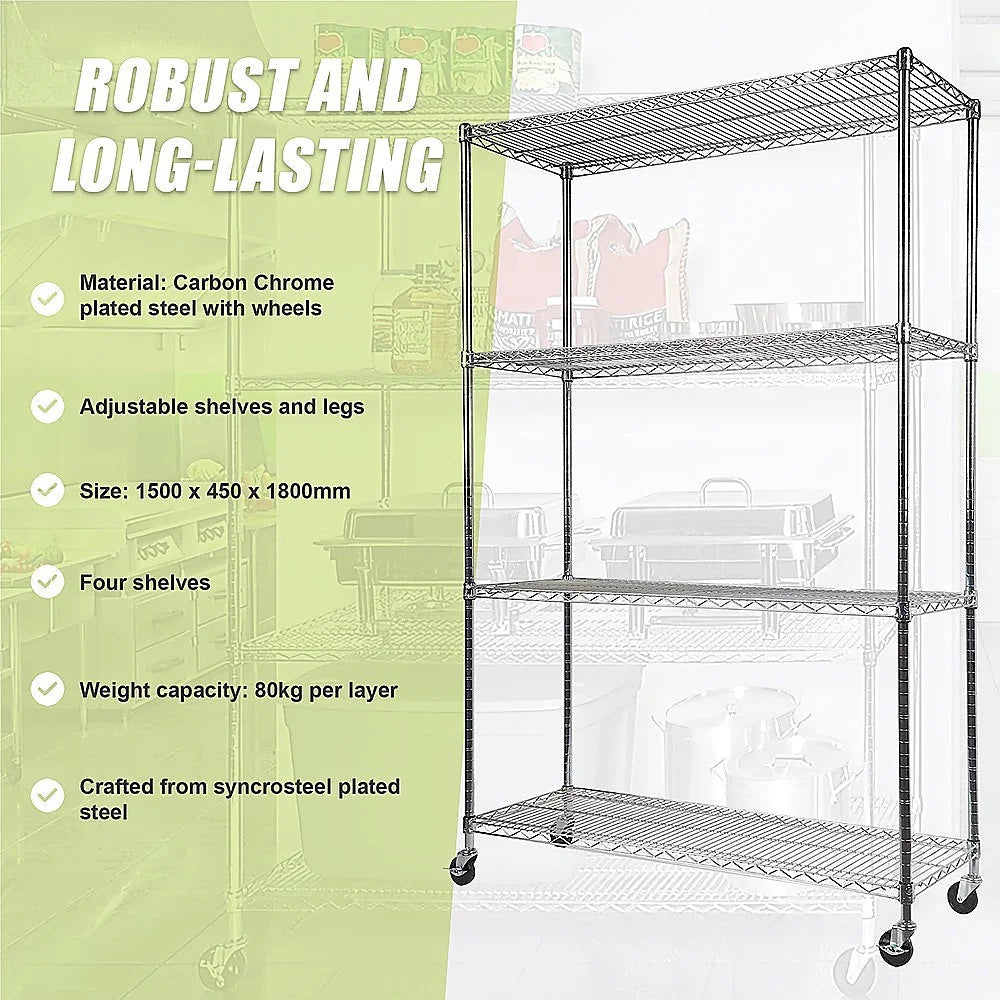 Modular Wire Storage Shelf 1500x450x1920mm Steel Shelving