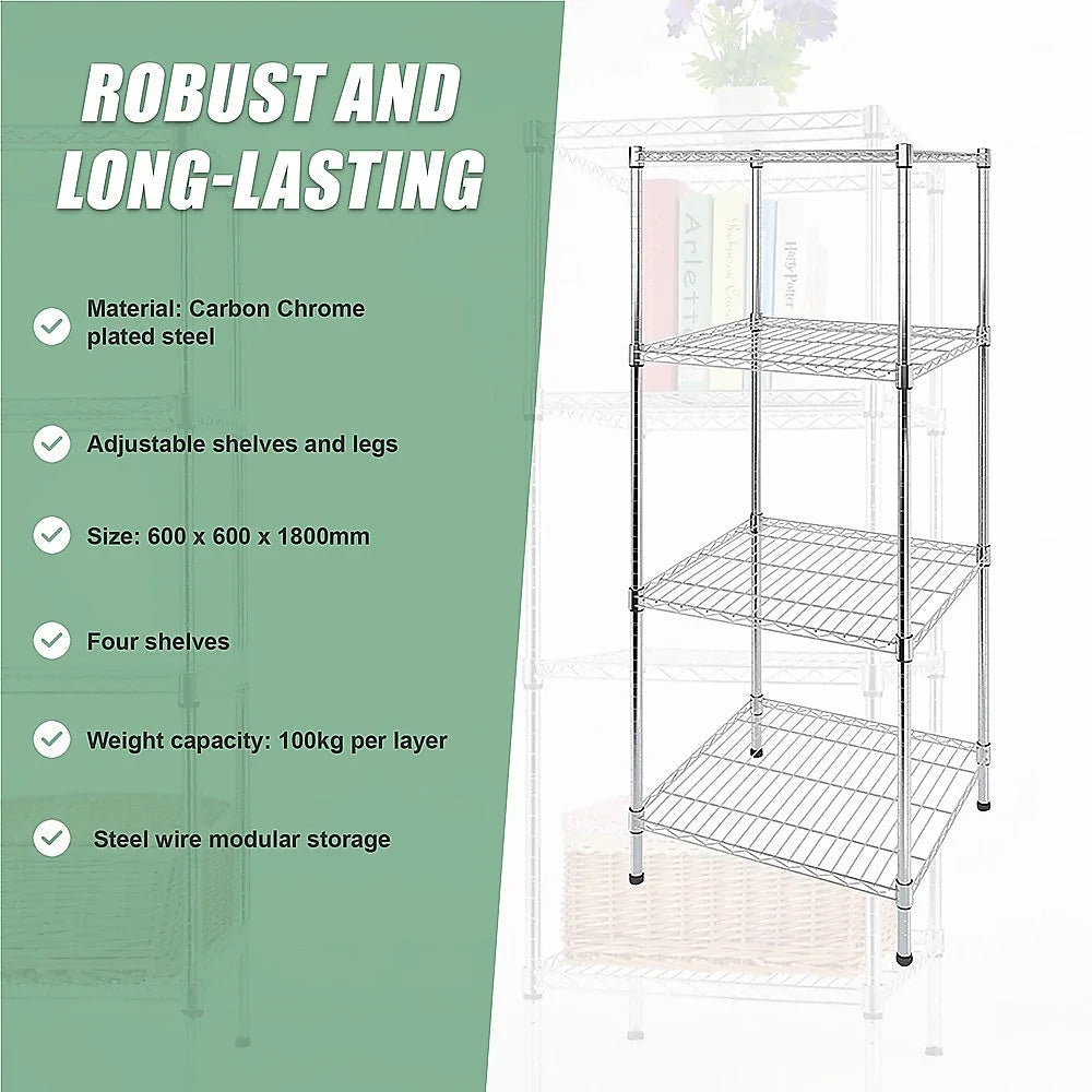Modular Wire Storage Shelf 600x600x1800mm Steel Shelving