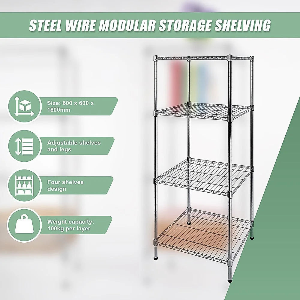 Modular Wire Storage Shelf 600x600x1800mm Steel Shelving