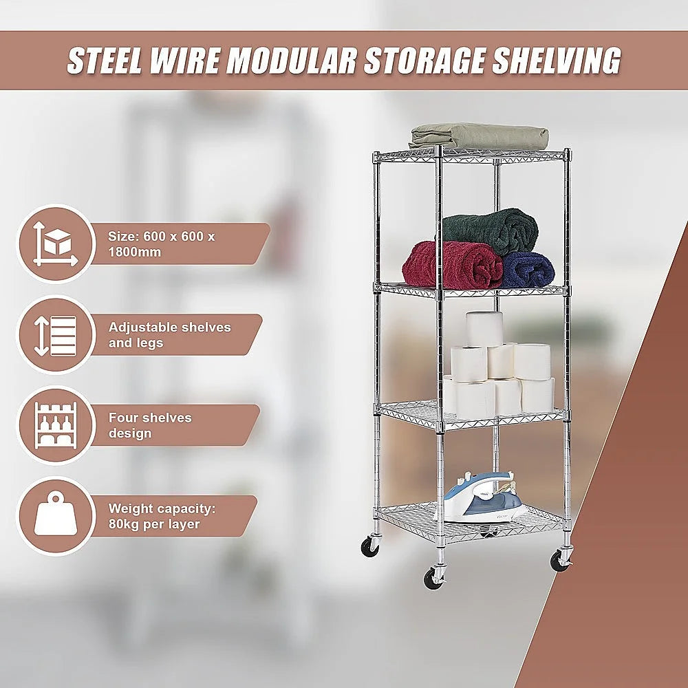 Modular Wire Storage Shelf 600x600x1800mm Steel Shelving