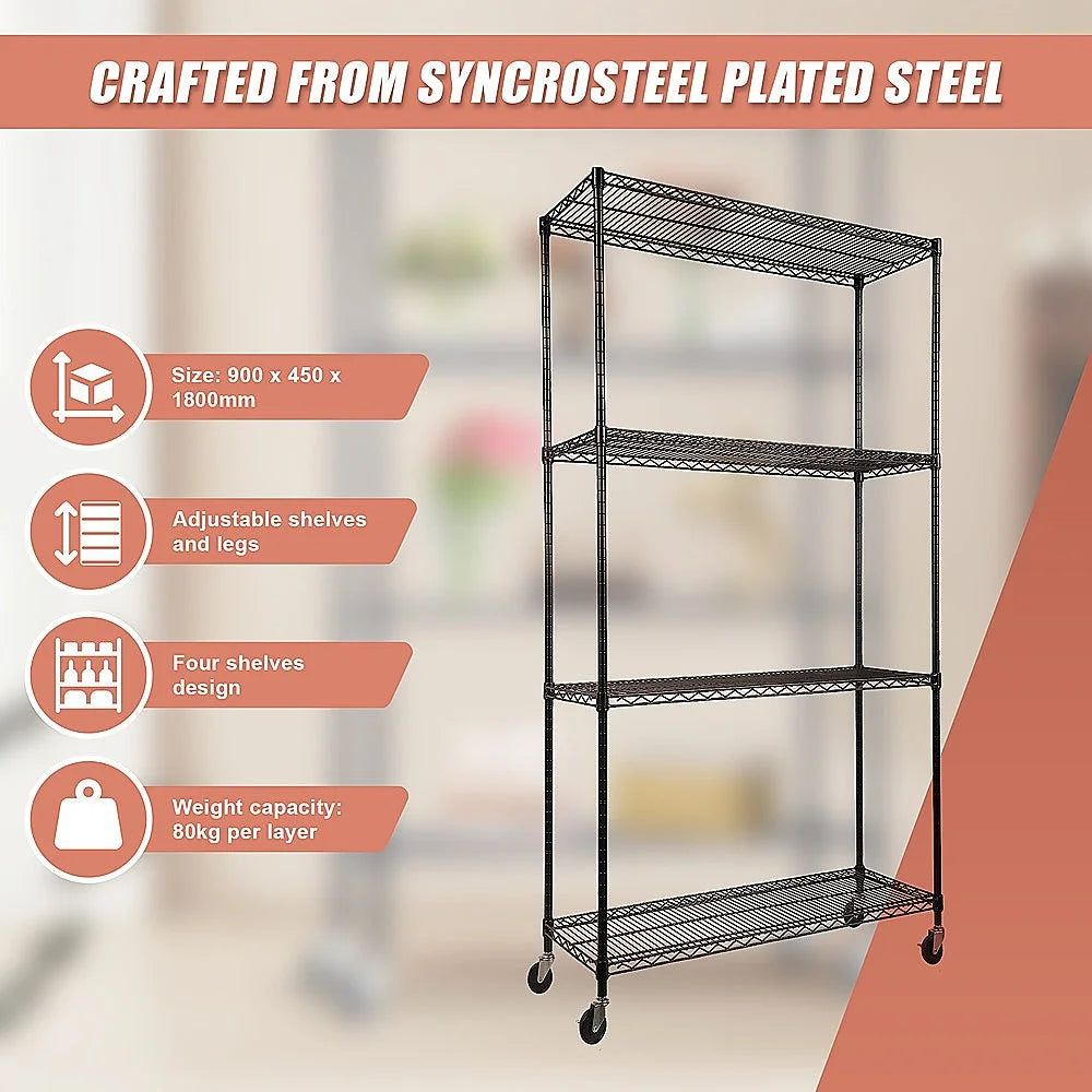 Modular Wire Storage Shelf 900x450x1800mm Steel Shelving