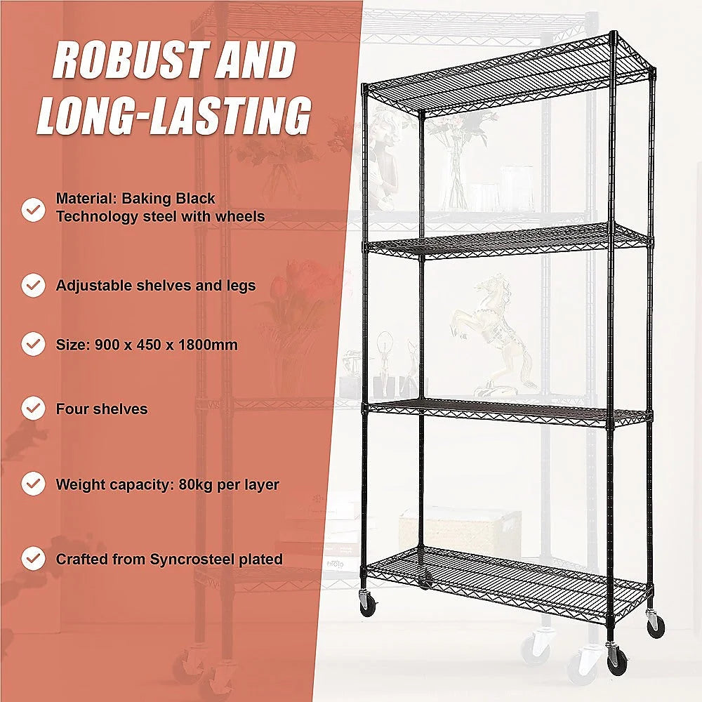 Modular Wire Storage Shelf 900x450x1800mm Steel Shelving