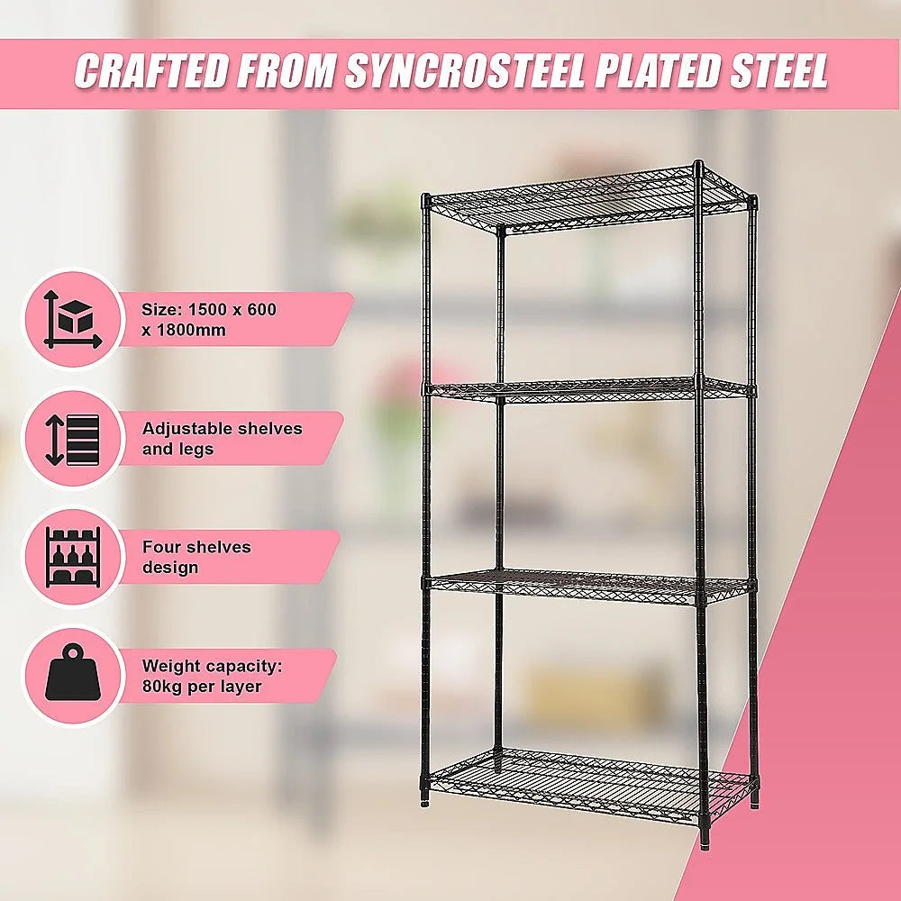 Modular Wire Storage Shelf 900x450x1800mm Steel Shelving