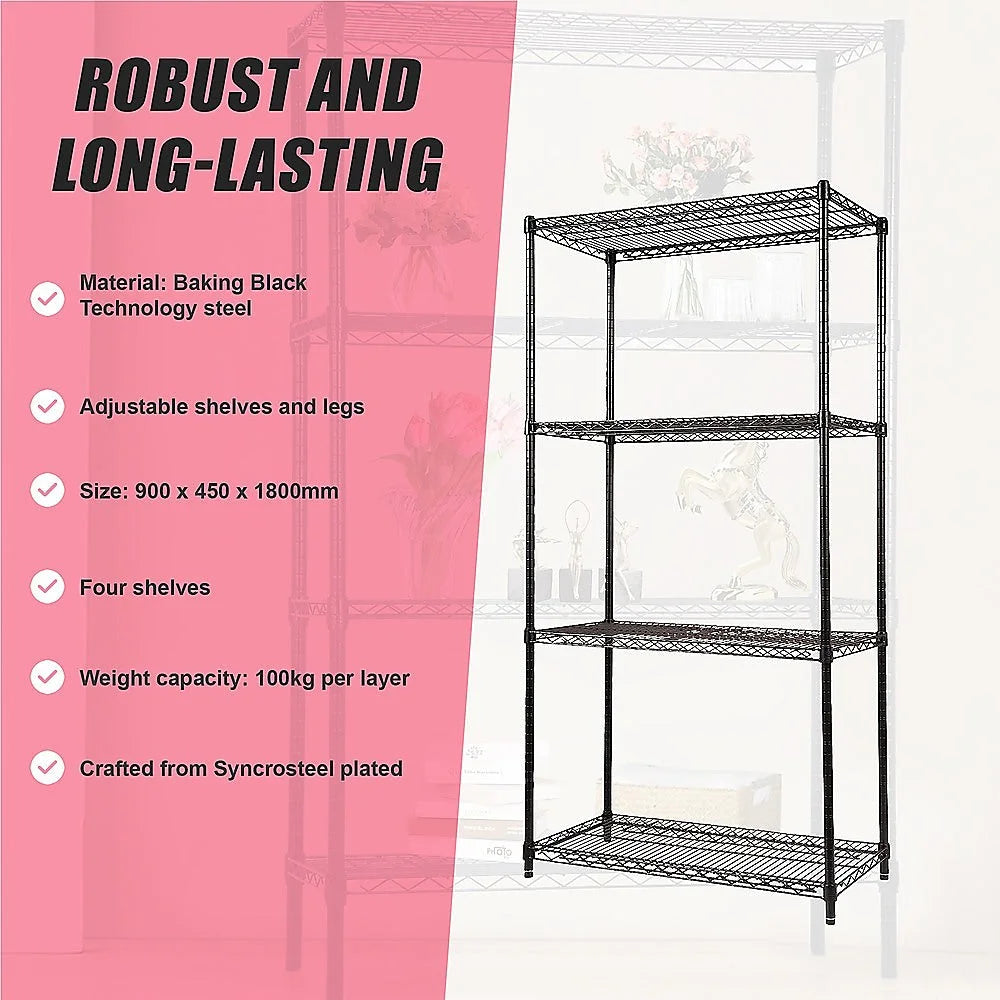 Modular Wire Storage Shelf 900x450x1800mm Steel Shelving