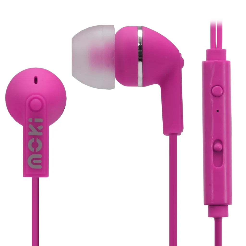 MOKI Noise Isolation Earbuds + Mic - Pink