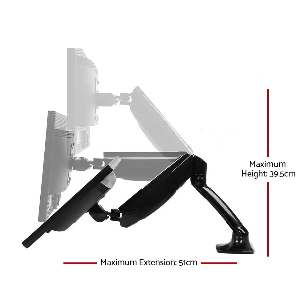 Monitor Arm Mount Dual Gas - Black - Office