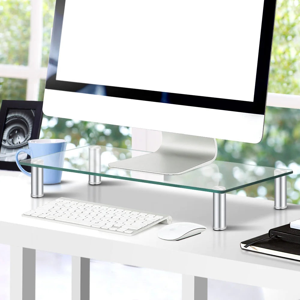 Monitor stand desktop with adjustable worktop and sturdy legs
