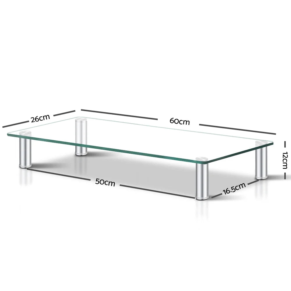 Monitor stand desktop with work surface and storage section