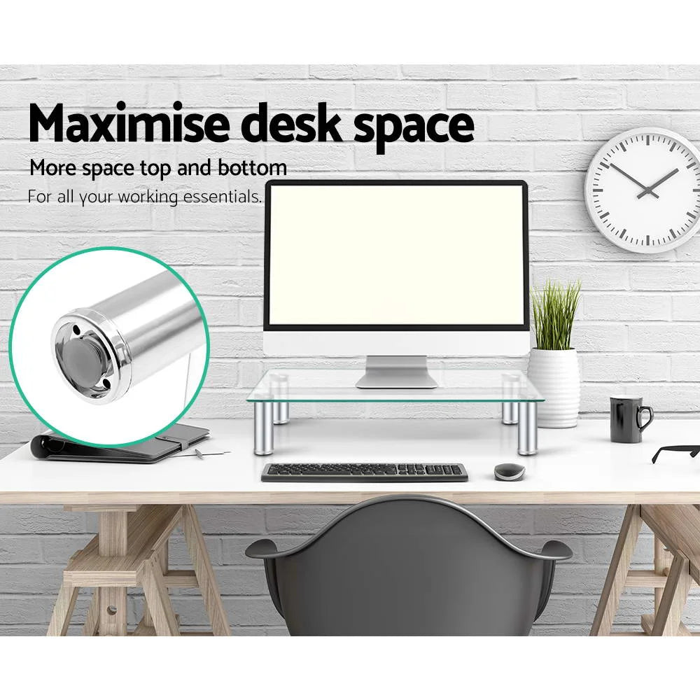 Monitor stand desktop with tabletop and metal support frame