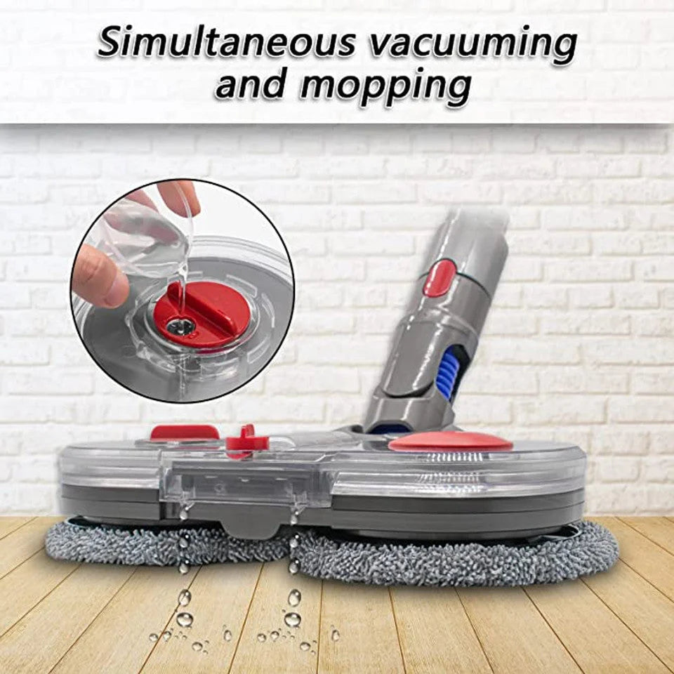 Mopping vac attachment with matching accessories and clear item layout