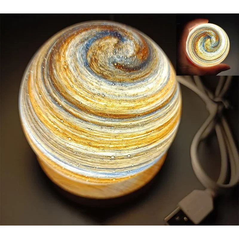Morning Light LED Planet Night Light with Wooden Base USB