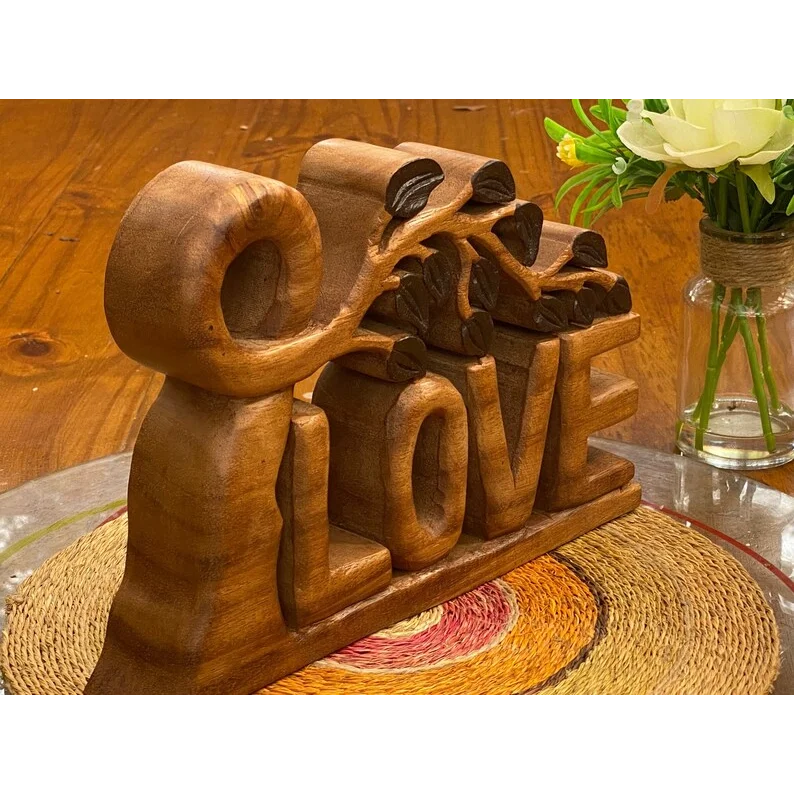 Mother’s Day Gift Wooden Carved LOVE Words Decoration
