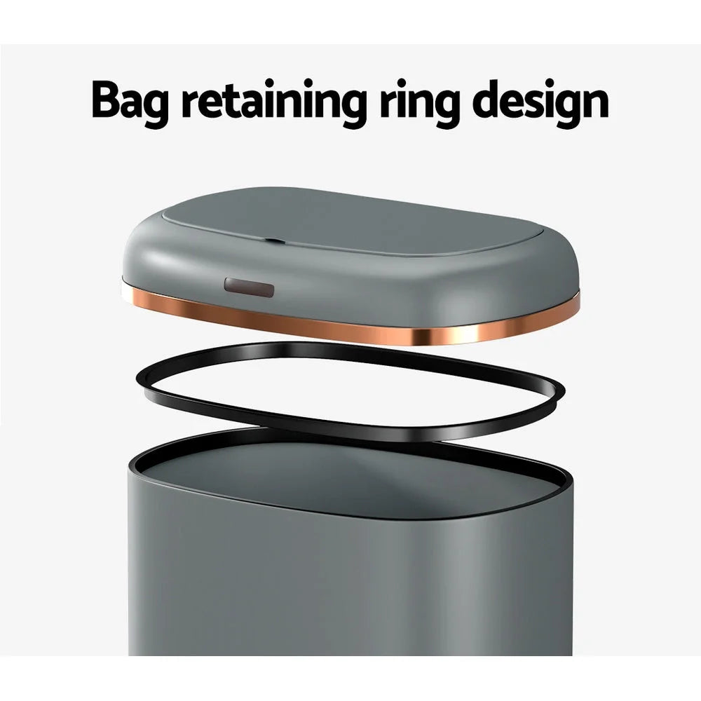 Grey 38l motion sensor bin with useful parts and product scale